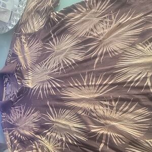 Pusser's Island Reserve. Tropical Palm Leaf Men's Polo Shirt Dark Brown/tan